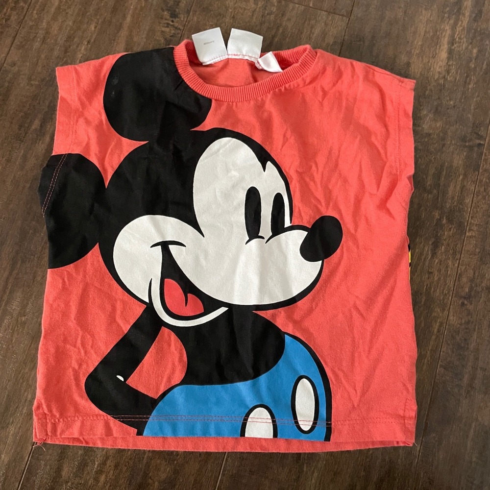 Zara Mickey Mouse Tank Top Toddler 12-18 Months Red Disney 100 Graphic Tee